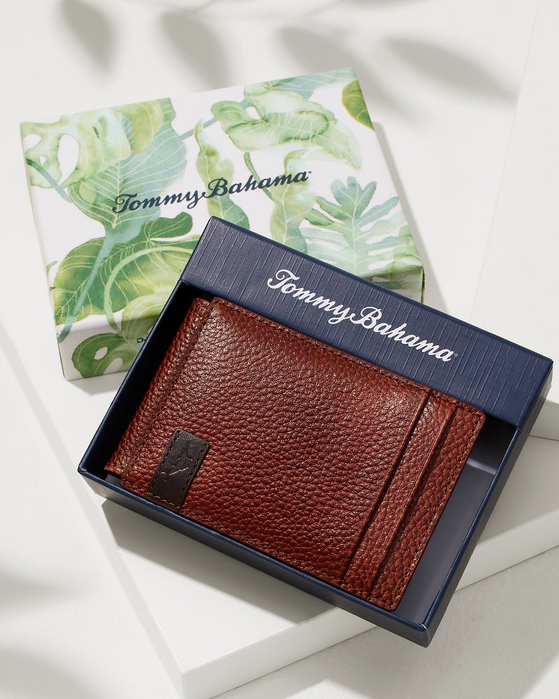 Tommy Bahama Essential - Scotchgrain Leather Magnetic Front Pocket Wallet