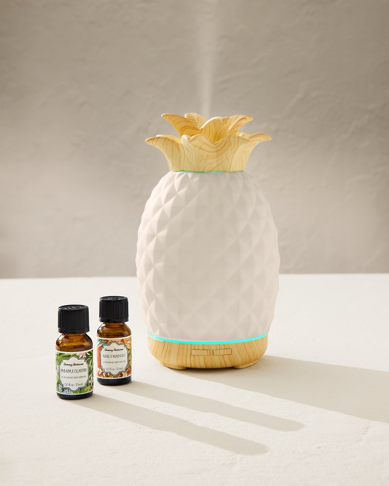 Tommy Bahama Value - Pineapple Cilantro Ceramic Pineapple Diffuser Oil Refill Set
