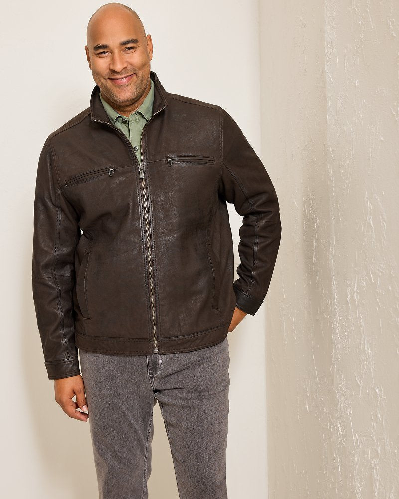 Tommy Bahama Exclusive - Big & Tall Highland Rocker Leather Jacket