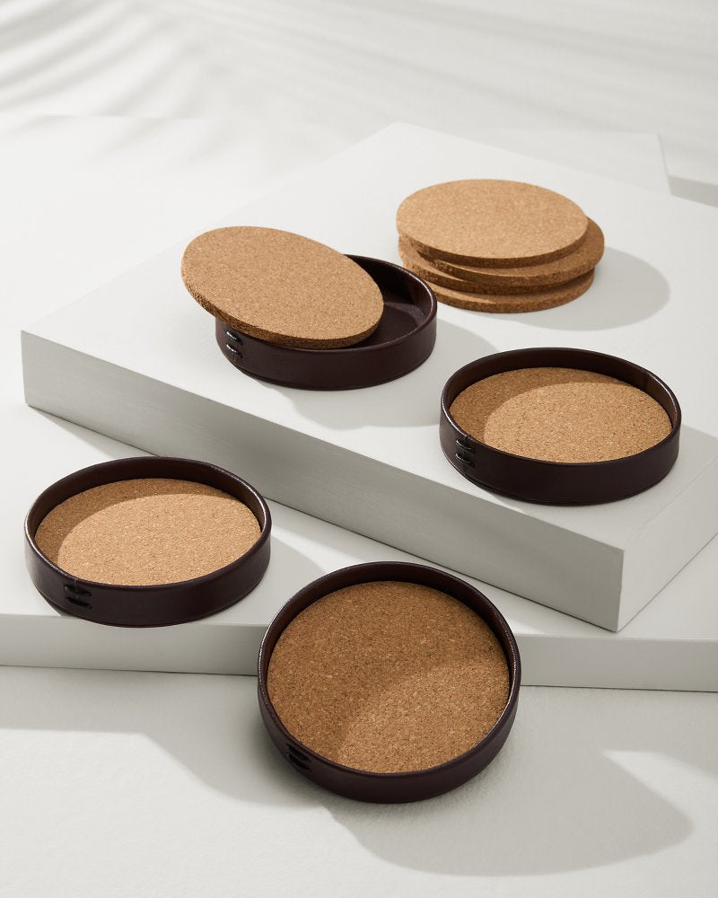 Tommy Bahama Essential - Leather Coasters—Set of 4