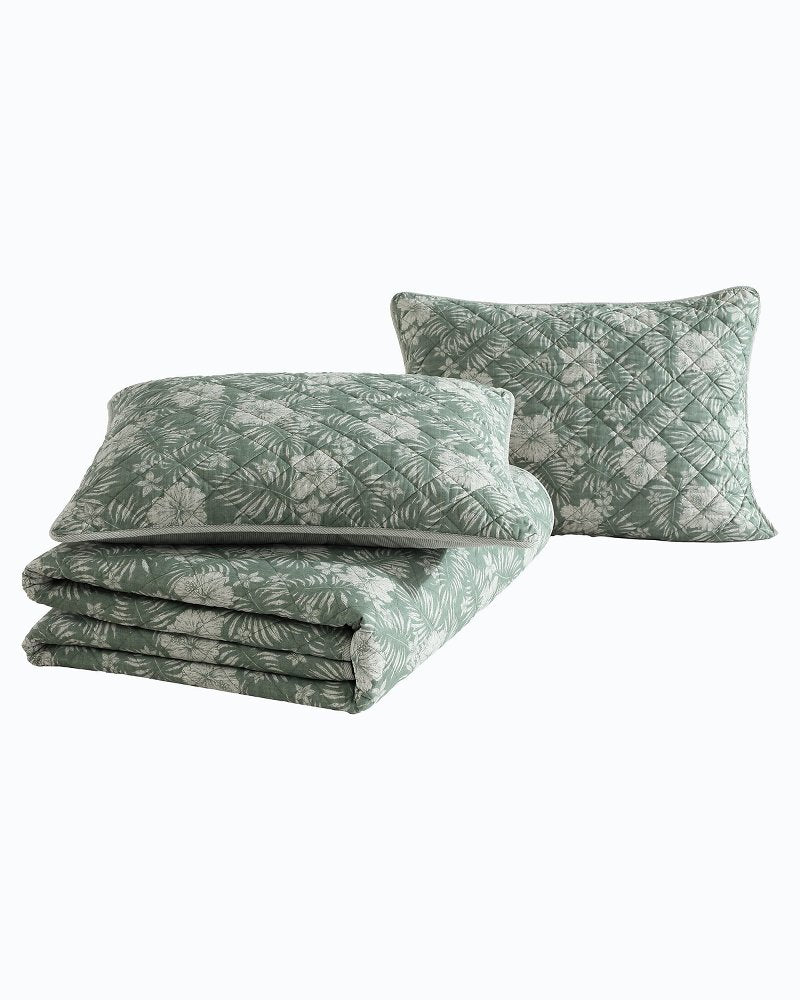 Tommy Bahama Hot Sale - Hibiscus Jungle Reversible 3-Piece King Quilt Set