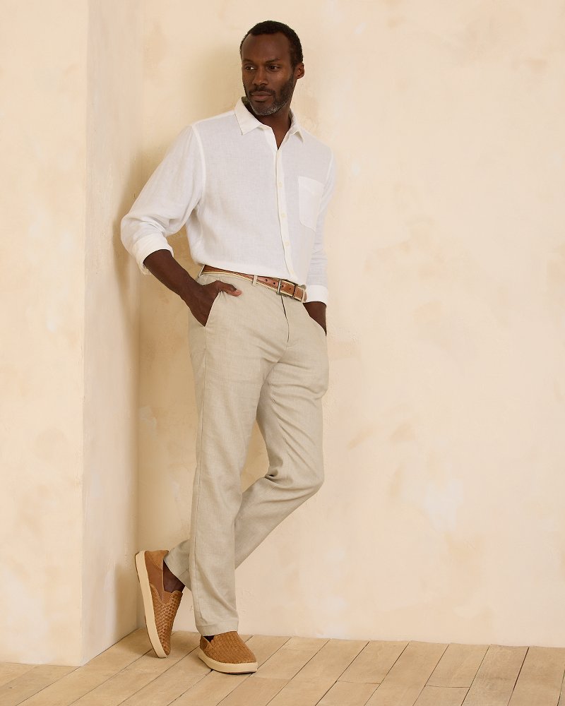 Tommy Bahama Top Pick - Latigo Beach Linen-Blend Flat-Front Pants