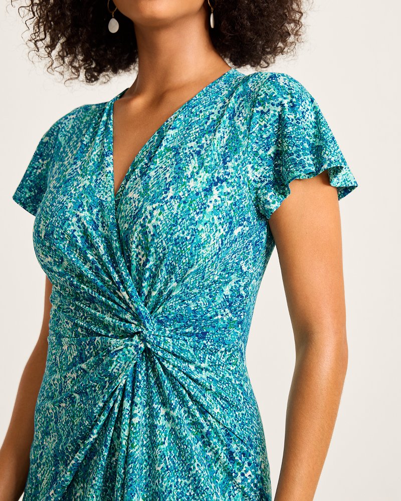 Tommy Bahama Premium - Clara Playa Python Short-Sleeve Faux-Wrap Dress
