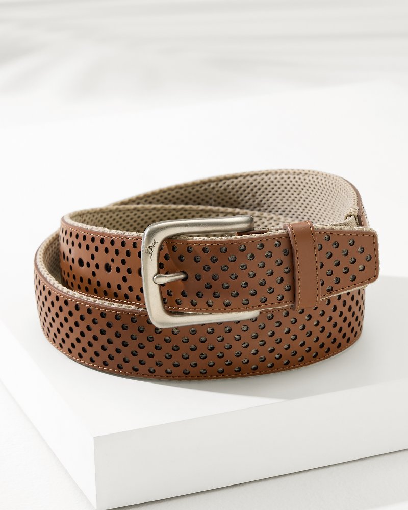 Tommy Bahama Discount - Leather Mesh Cushion Performance Belt