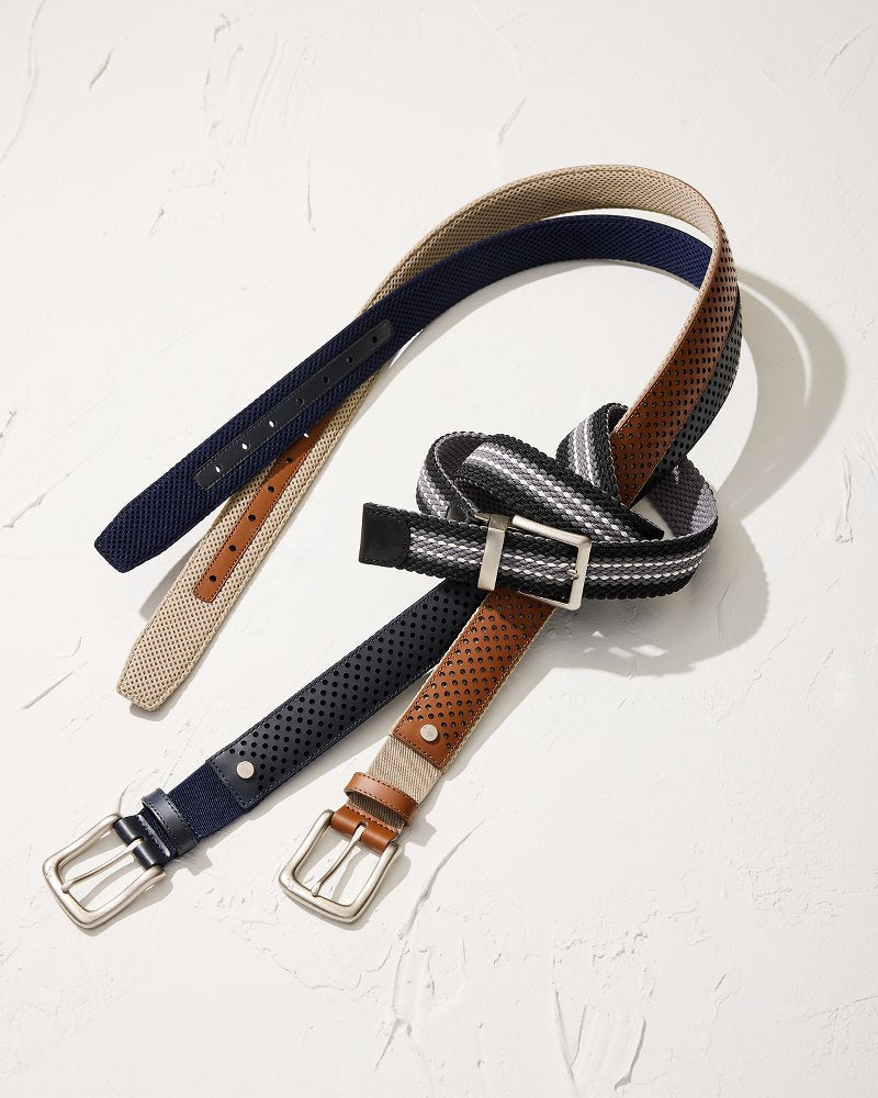 Tommy Bahama Discount - Leather Mesh Cushion Performance Belt