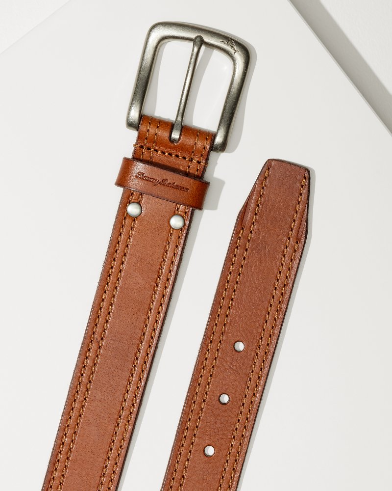 Tommy Bahama Sale - Leather Top-Stitch Belt