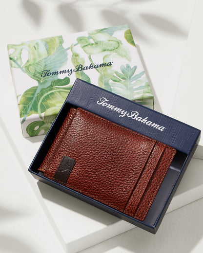 Tommy Bahama Essential - Scotchgrain Leather Magnetic Front Pocket Wallet