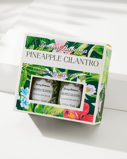 Tommy Bahama Value - Pineapple Cilantro Ceramic Pineapple Diffuser Oil Refill Set