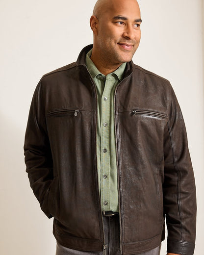 Tommy Bahama Exclusive - Big & Tall Highland Rocker Leather Jacket