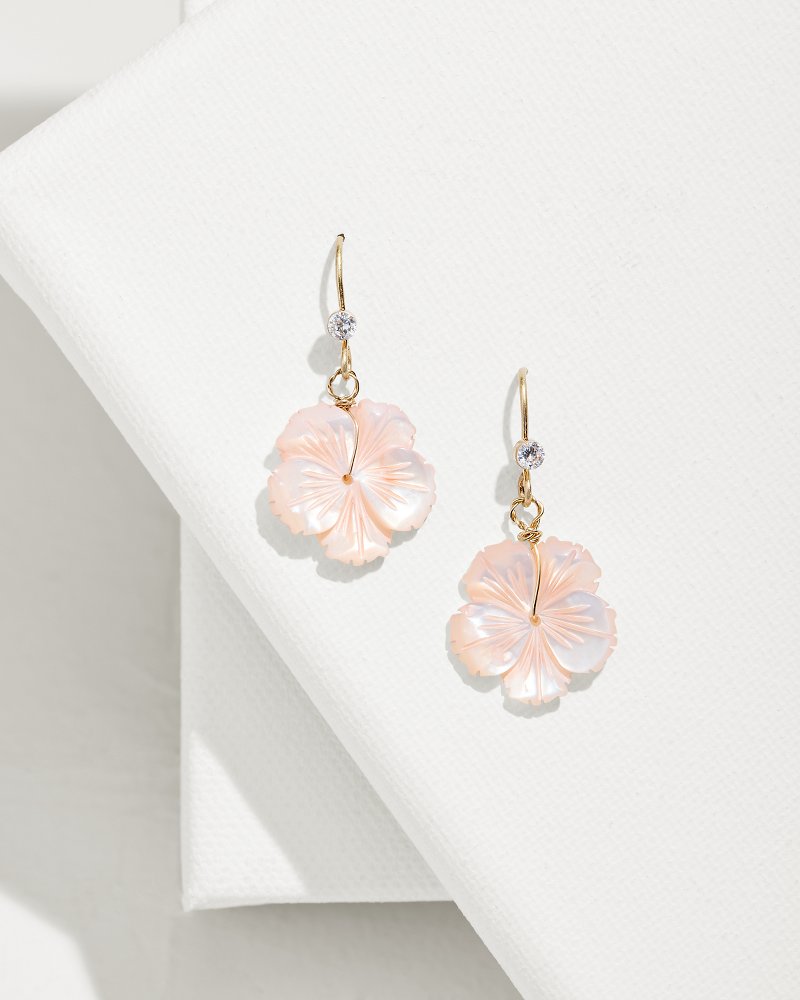 Tommy Bahama Deals - Tropical Blooms Coral Hibiscus Dangle Earrings