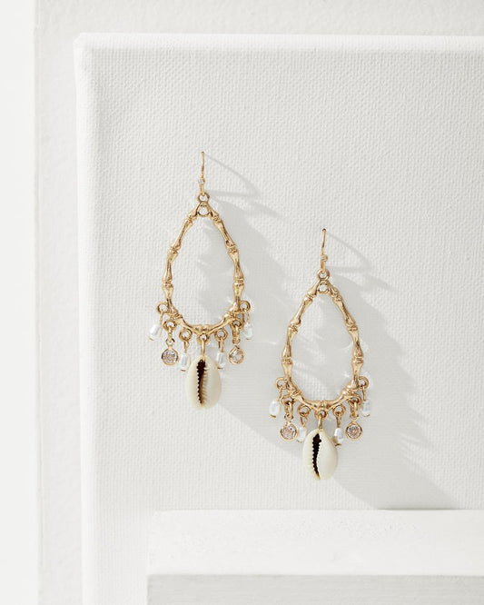 Tommy Bahama Customer Favorite - Seaside Shell Drop Hoop Charm Earrings