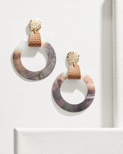 Tommy Bahama Hot Sale - Indigo Shore Grey Shell Drop Hoop Earrings
