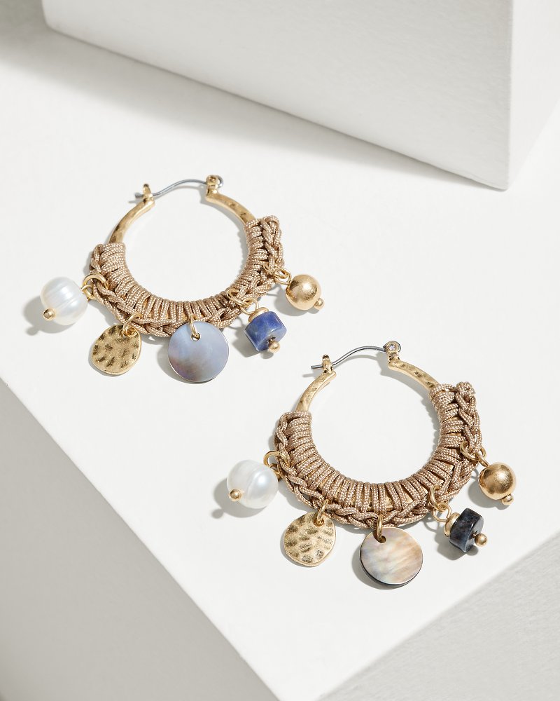 Tommy Bahama Smart Buy - Indigo Shore Mixed Materials Charm Hoop Earrings
