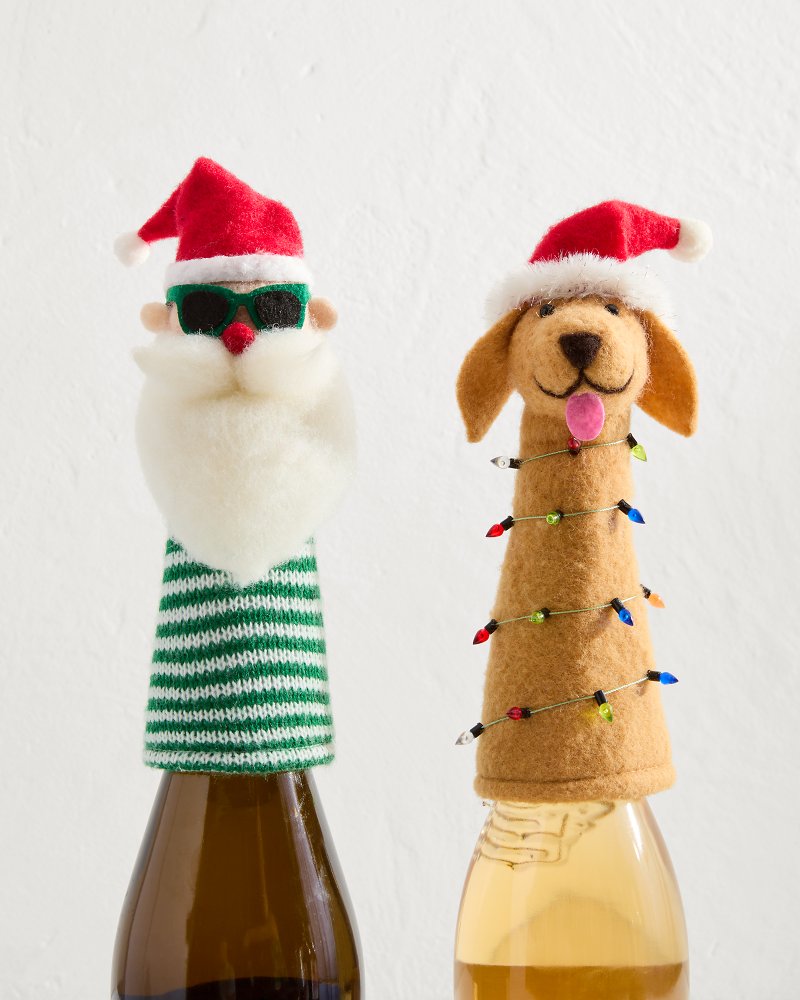 Tommy Bahama Deals - Santa & Retriever Bottle Topper Set