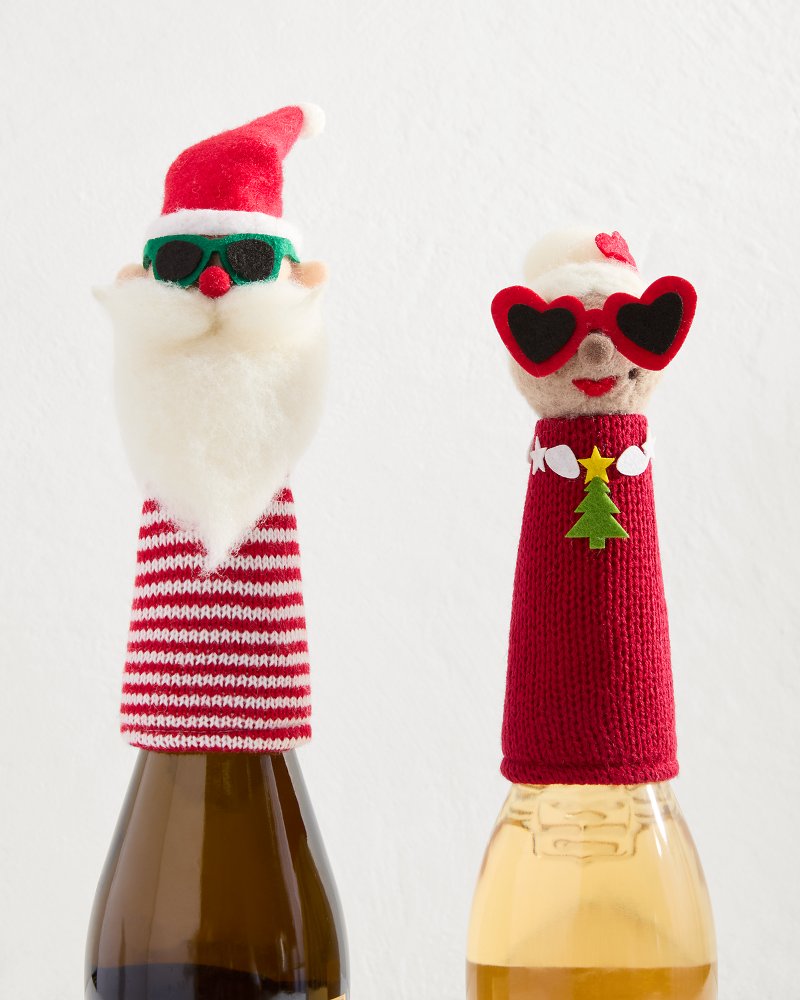 Tommy Bahama Recommended - Santa & Mrs. Claus Bottle Topper Set
