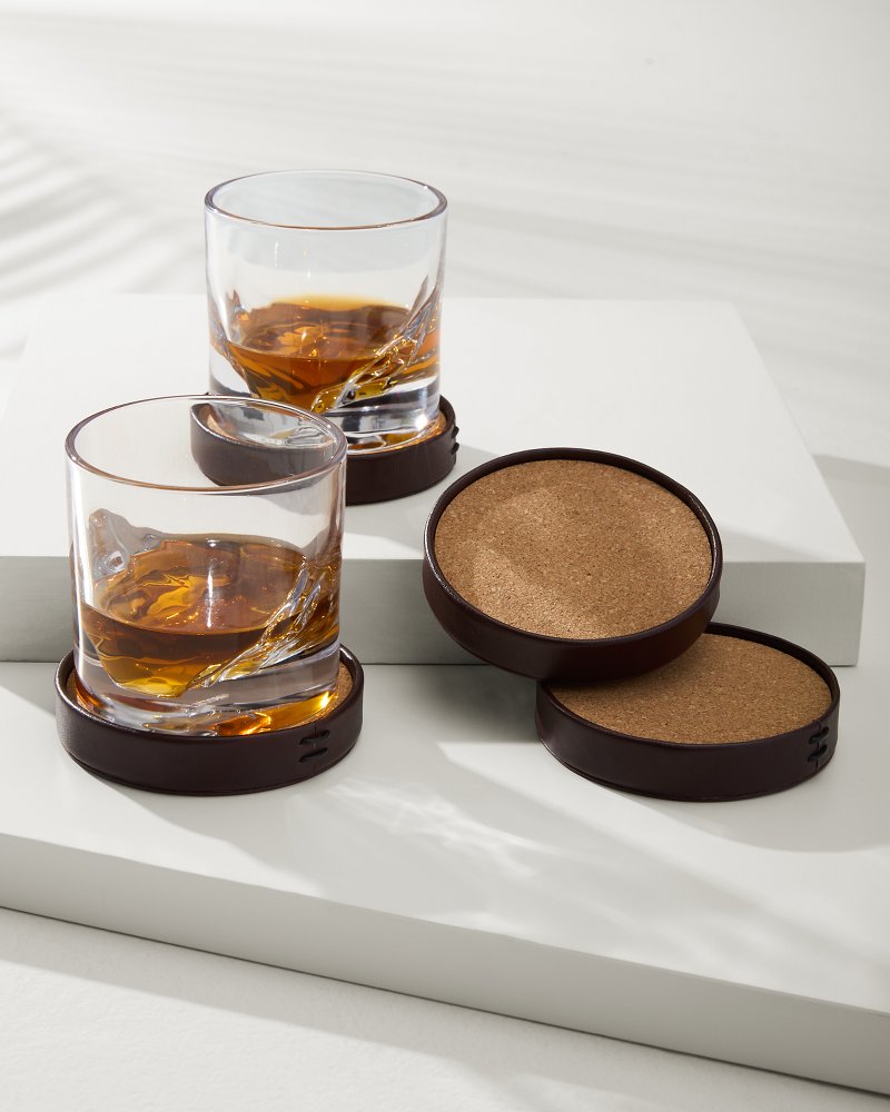 Tommy Bahama Essential - Leather Coasters—Set of 4