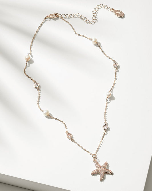 Tommy Bahama Trending - Island Essence Rose Gold Starfish Pearl Necklace