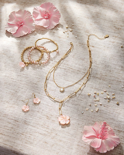 Tommy Bahama Popular - Tropical Blooms Hibiscus Charm Layered Necklace