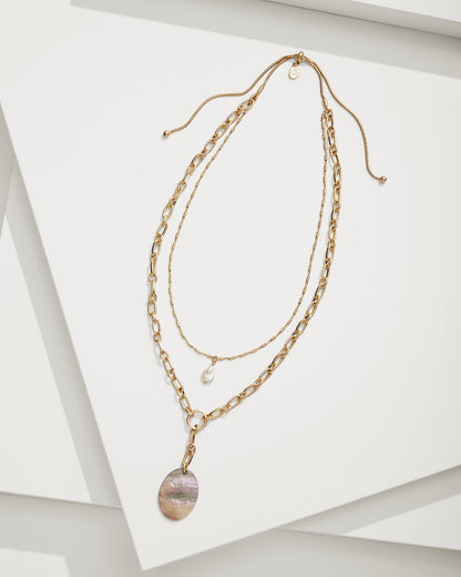 Tommy Bahama Deals - Seaside Layered Shell and Pearl Pendant Necklace