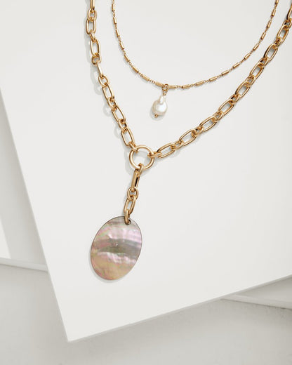 Tommy Bahama Deals - Seaside Layered Shell and Pearl Pendant Necklace