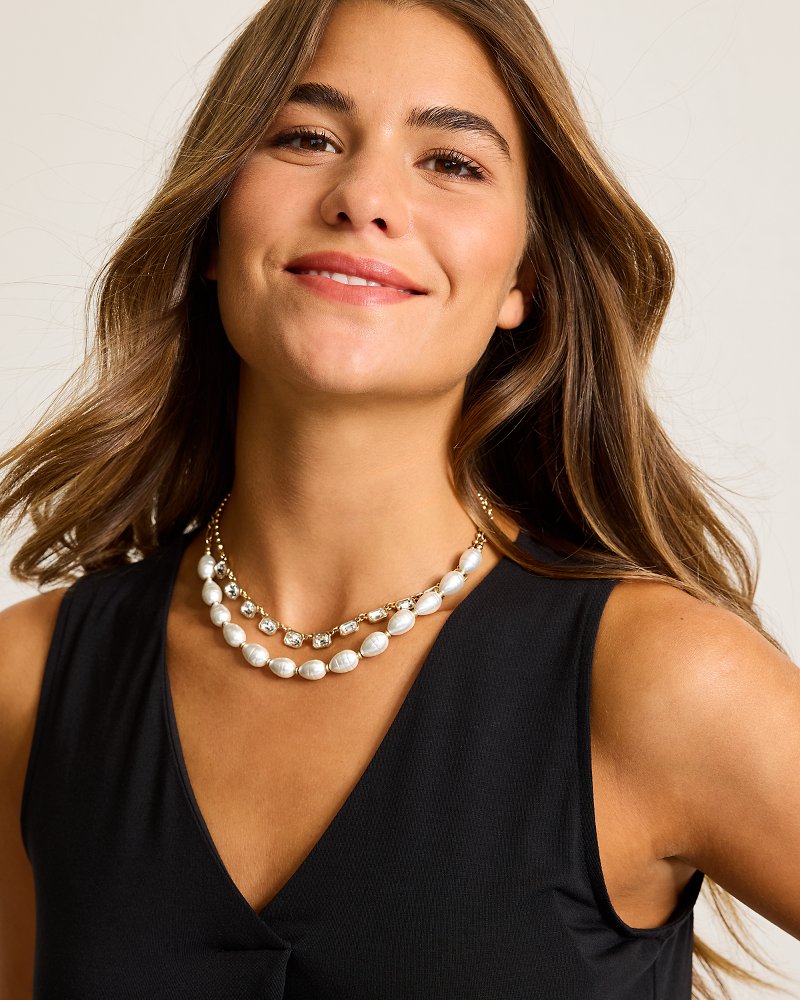 Tommy Bahama Popular - Tidal Treasure Baroque Pearl and Stone Layered Necklace
