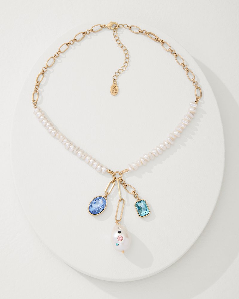 Tommy Bahama Popular - Tidal Treasure Pearl and Stone Charm Necklace