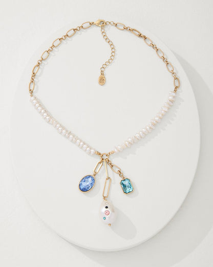 Tommy Bahama Popular - Tidal Treasure Pearl and Stone Charm Necklace