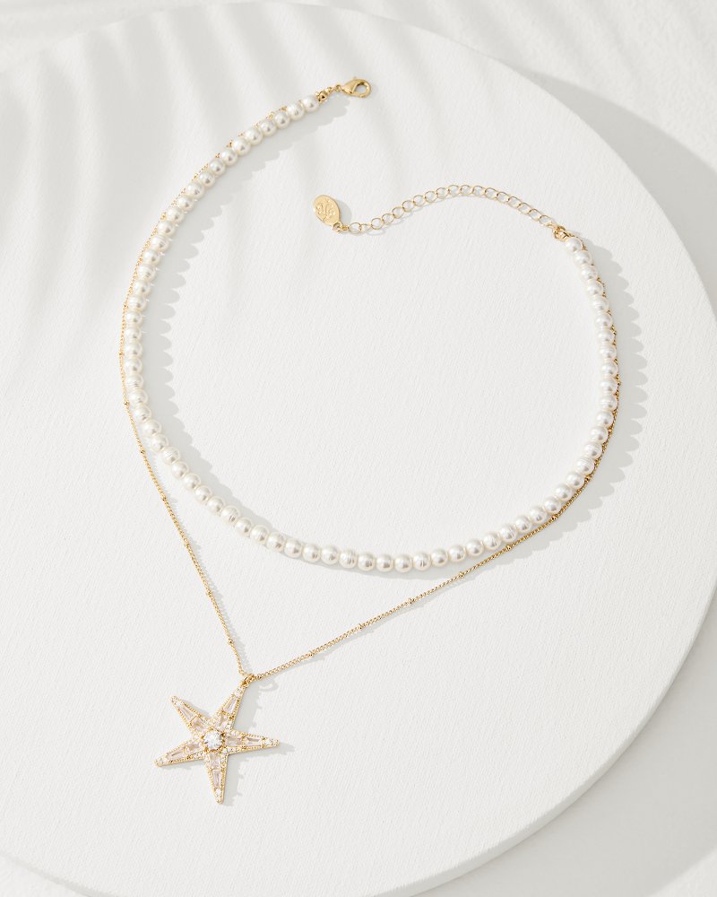 Tommy Bahama Top Pick - Moments in Paradise Star Layered Pearl Necklace
