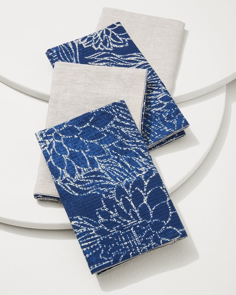 Tommy Bahama Latest - Island Navy Upcycled Reversible Dinner Napkins - Set of 4