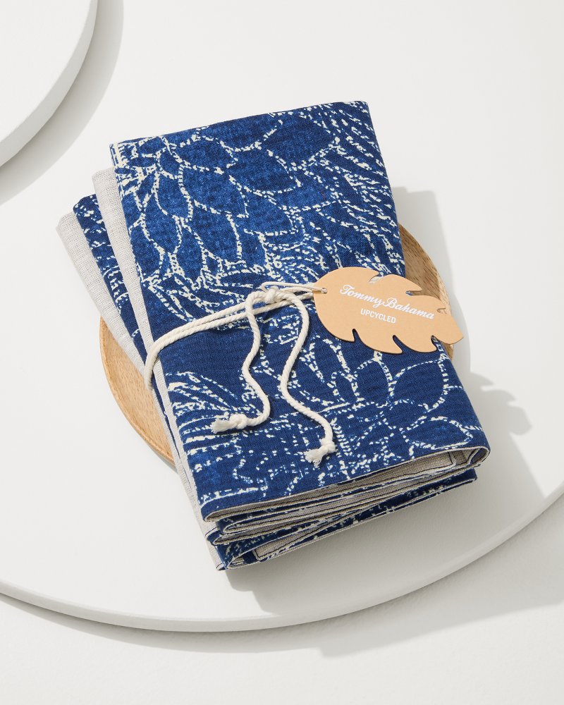 Tommy Bahama Latest - Island Navy Upcycled Reversible Dinner Napkins - Set of 4