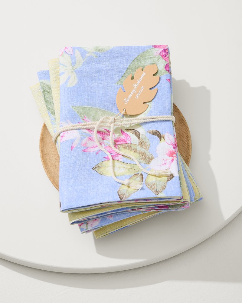 Tommy Bahama Classic - Ray Upcycled Reversible Linen Dinner Napkins - Set of 4