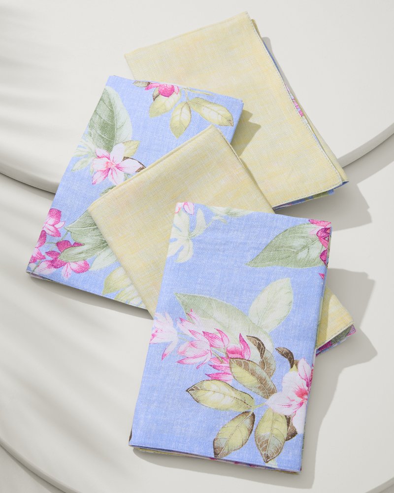 Tommy Bahama Classic - Ray Upcycled Reversible Linen Dinner Napkins - Set of 4