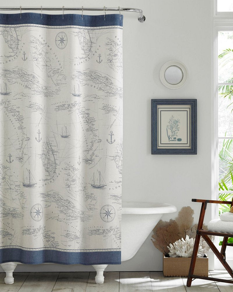 Tommy Bahama Trusted - Caribbean Sea Lt-Pastel Blue Shower Curtain