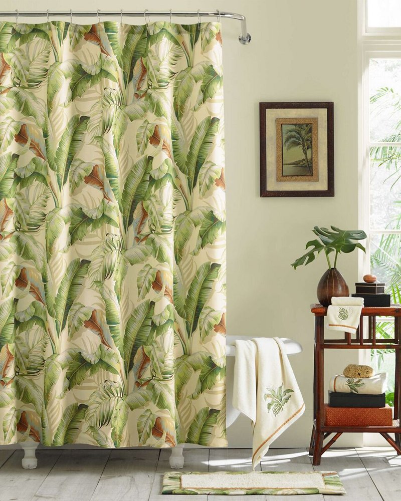 Tommy Bahama Deals - Palmiers Medium Green Shower Curtain