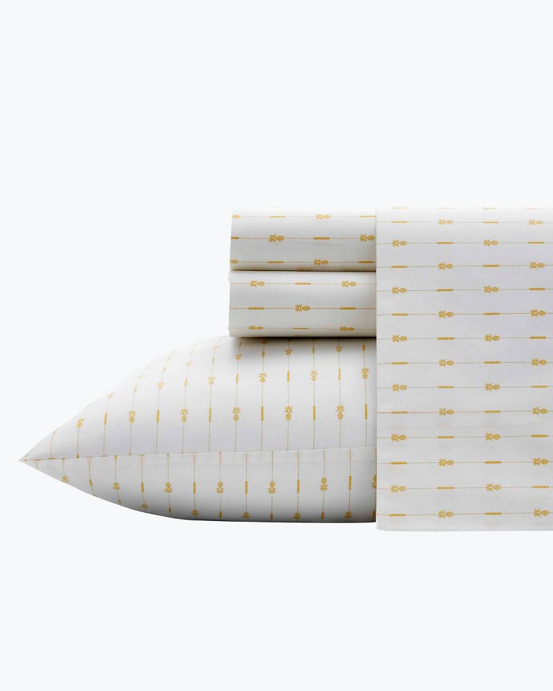 Tommy Bahama Exclusive - Pineapple Pinstripe 4-Piece Queen Sheet Set