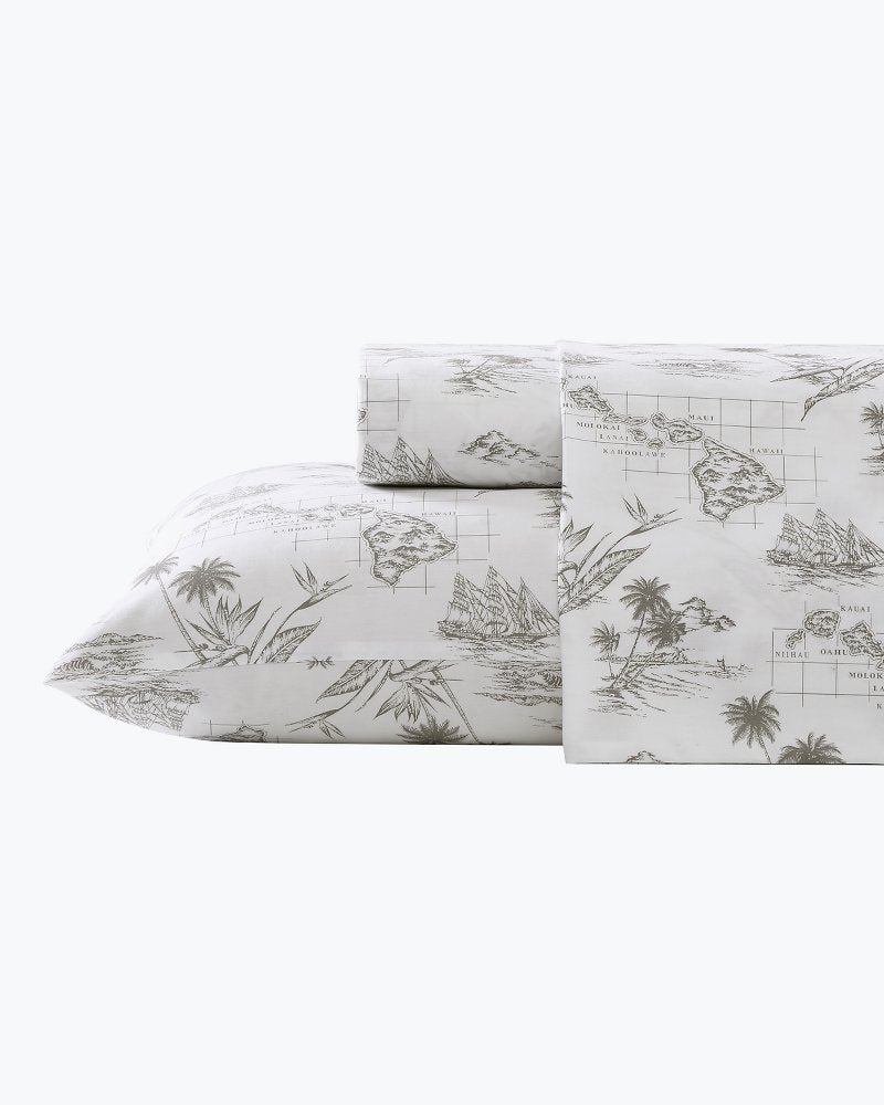 Tommy Bahama Exclusive - Vintage Map 4-Piece King Sheet Set