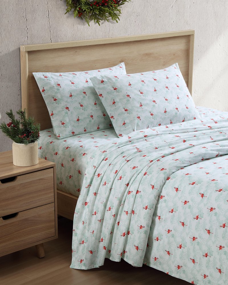 Tommy Bahama Special Offer - Flamingo Santa 4-Piece Queen Sheet Set