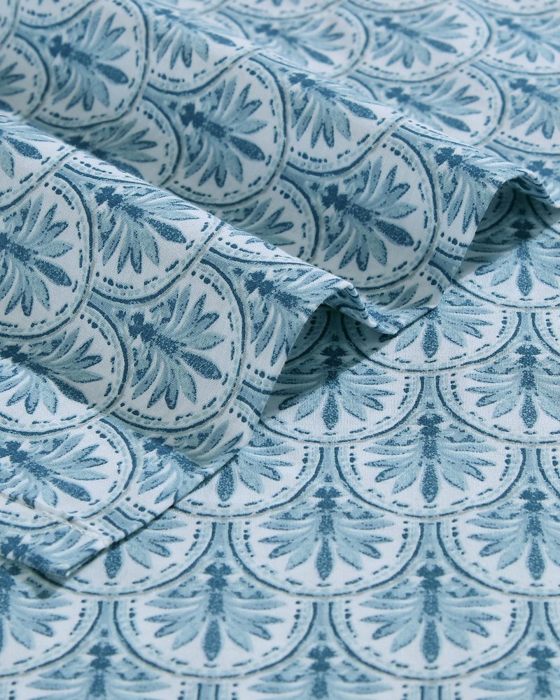 Tommy Bahama Deals - Coastal Batik Blue 4-Piece Queen Sheet Set