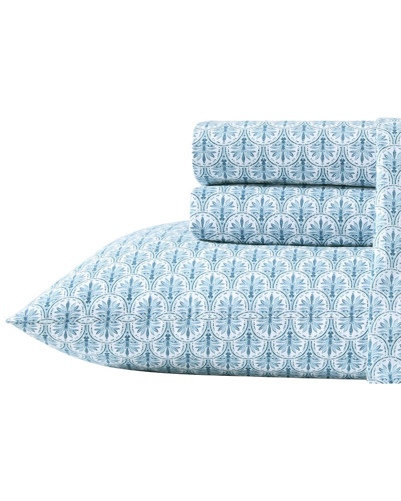 Tommy Bahama Deals - Coastal Batik Blue 4-Piece Queen Sheet Set