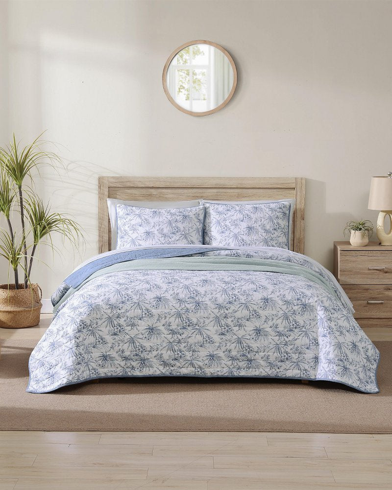 Tommy Bahama Top Pick - Pen and Ink Palm Reversible 2-Piece Twin Quilt Set