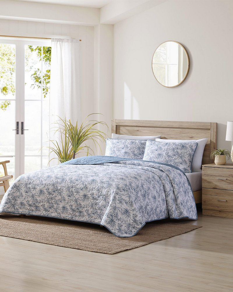 Tommy Bahama Top Pick - Pen and Ink Palm Reversible 2-Piece Twin Quilt Set