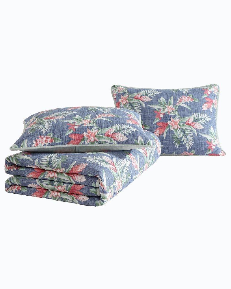 Tommy Bahama Featured - Floral Enchantment Reversible 3-Piece Full/Queen Quilt Set