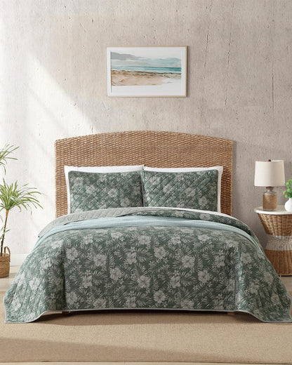 Tommy Bahama Best Price - Hibiscus Jungle Reversible 3-Piece Full/Queen Quilt Set