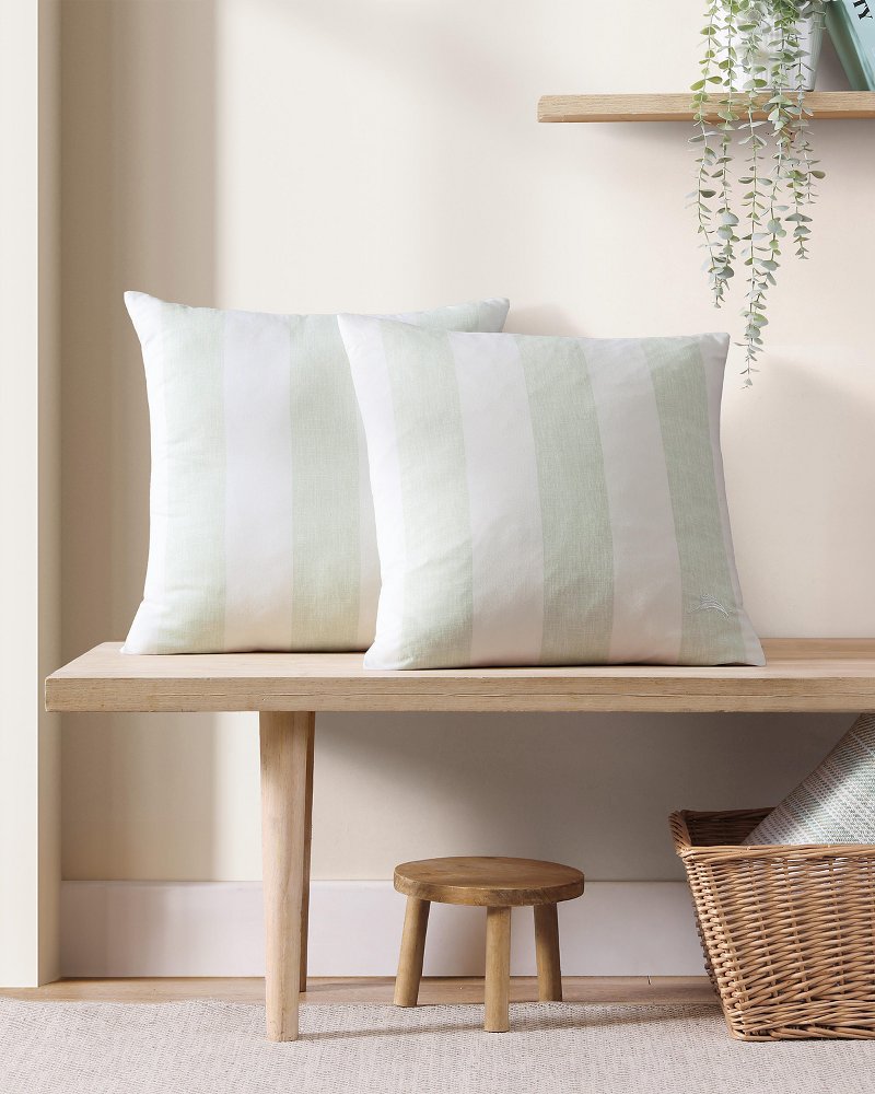 Tommy Bahama Latest - Awning Stripe Green Decorative Pillow