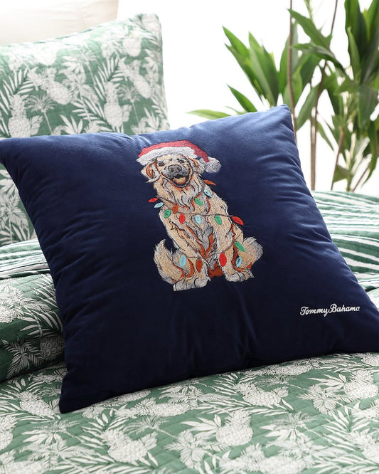 Tommy Bahama Premium - Holiday Retriever Velvet Decorative Pillow