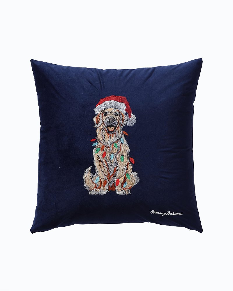 Tommy Bahama Premium - Holiday Retriever Velvet Decorative Pillow