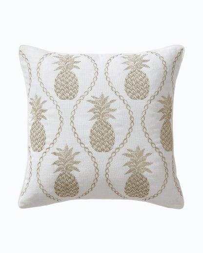 Tommy Bahama Premium - Golden Pineapples Embroidered Decorative Pillow
