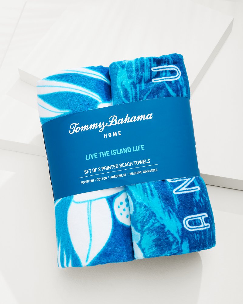 Tommy Bahama Signature - High Tide Hangout & Island Cays Blooms Beach Towels — Set of 2