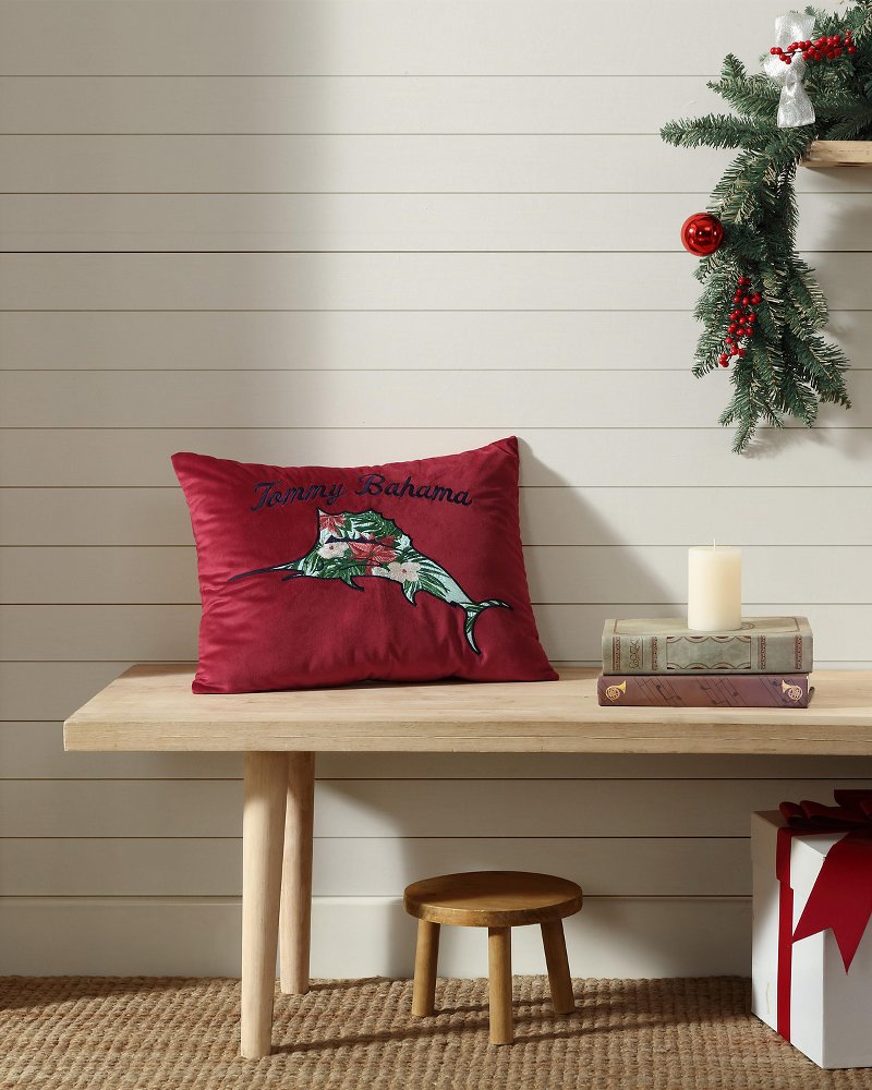 Tommy Bahama Exclusive - Holiday Marlin Velvet Embroidered Decorative Pillow