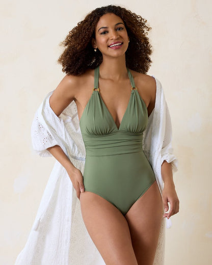 Tommy Bahama Essential - Paradise Fronds V-Neck One-Piece Swimsuit